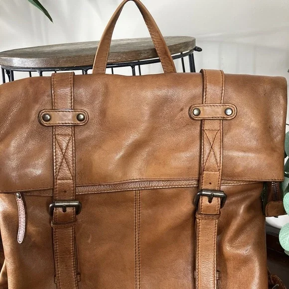 Vilenca Holland Seren Tech Backpack Distressed Brown Leather TK58 Anthro NEW